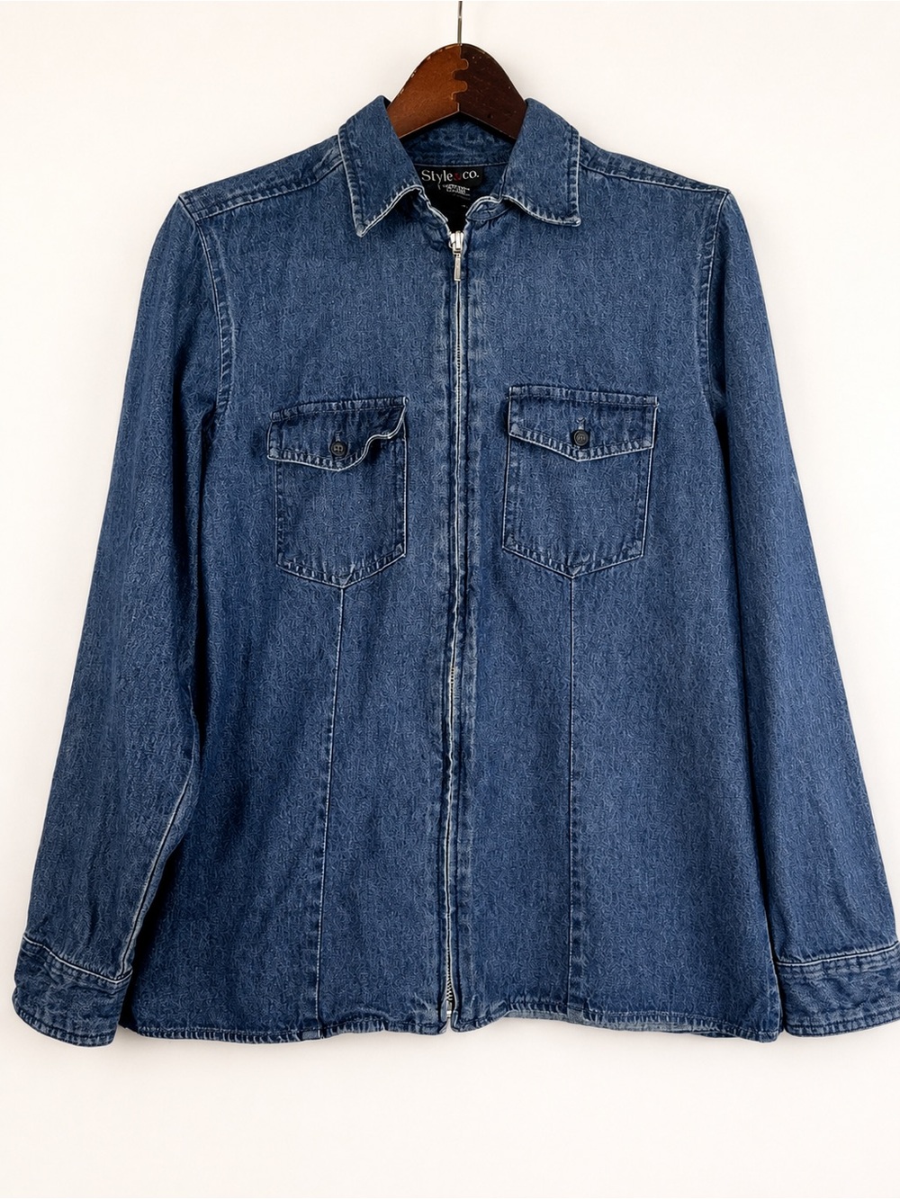 Vintage Y2K Style & Co Full Zip Denim Utility Jacket 6